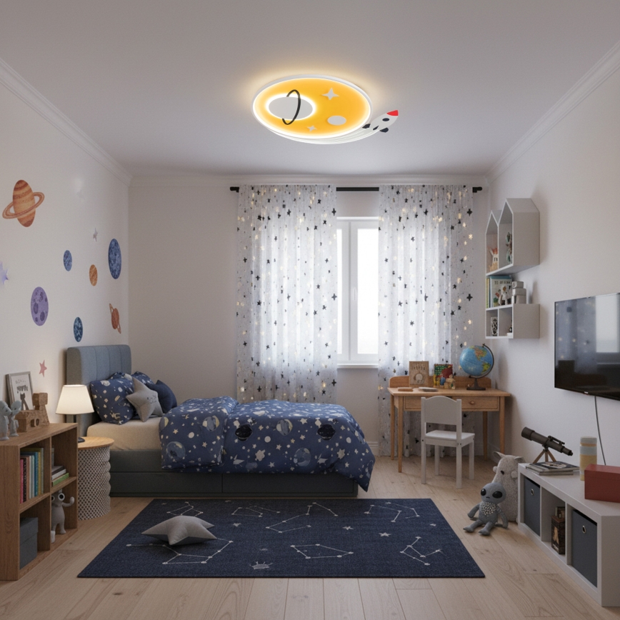 Brilagi - STARSHIP LED loftlampe til børn LED/64W/230V 3000/4500/6000K gul