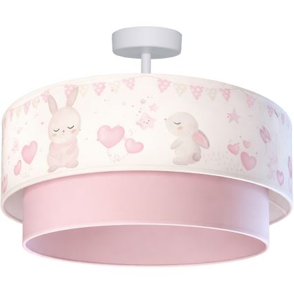 Brilagi - LED børneplafondlampe BOBO 1xE27/60W/230V Ø 40 cm creme/lyserød/kaniner