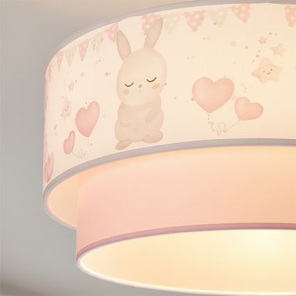 Brilagi - LED børneplafondlampe BOBO 1xE27/60W/230V Ø 40 cm creme/lyserød/kaniner