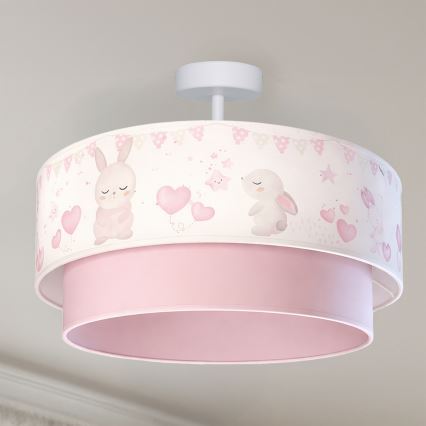 Brilagi - LED børneplafondlampe BOBO 1xE27/60W/230V Ø 40 cm creme/lyserød/kaniner