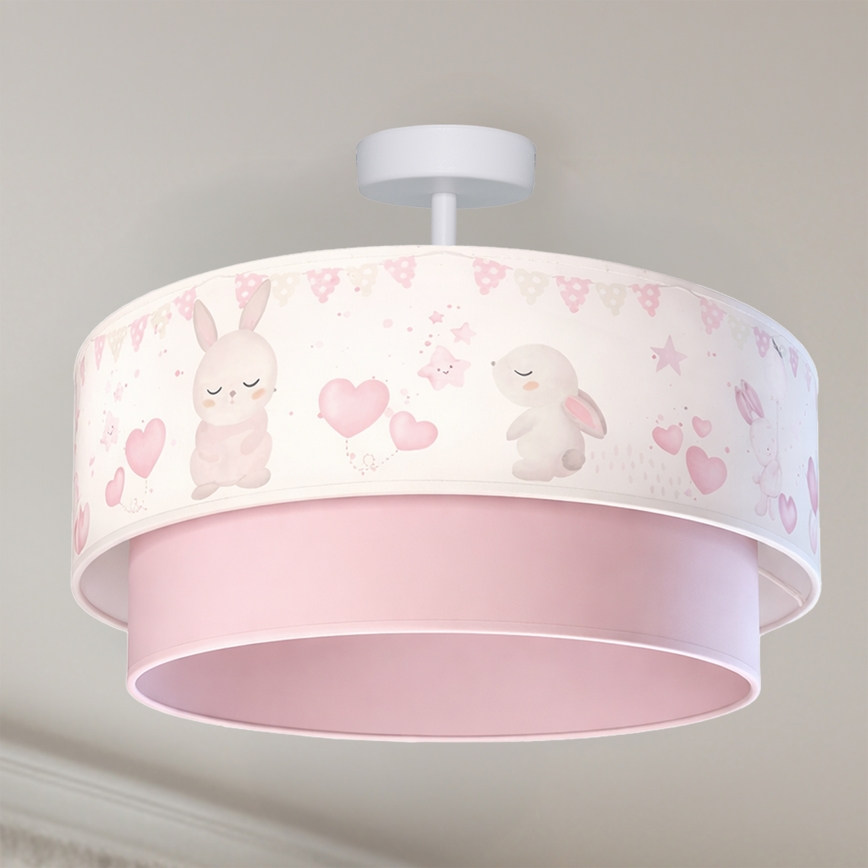 Brilagi - LED børneplafondlampe BOBO 1xE27/60W/230V Ø 40 cm creme/lyserød/kaniner