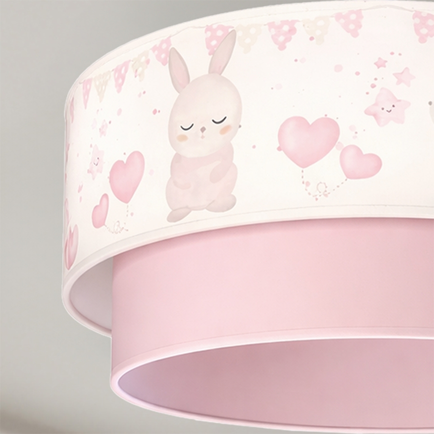 Brilagi - LED børneplafondlampe BOBO 1xE27/60W/230V Ø 40 cm creme/lyserød/kaniner
