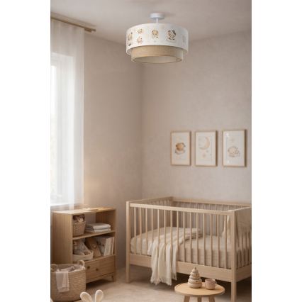 Brilagi - LED påbygningslampe til børn BOBO 1xE27/60W/230V Ø 40 cm hvid/beige med bamsemotiv