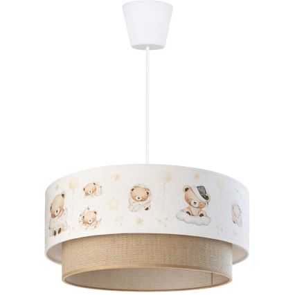 Brilagi - LED børnependel på wire BOBO 1xE27/10W/230V Ø 40 cm hvid/beige/bamser