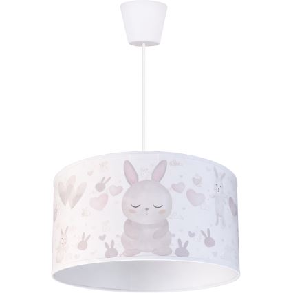 Brilagi - LED børnependel BOBO på ledning, 1xE27/10W/230V, Ø 35 cm, hvid med kaniner