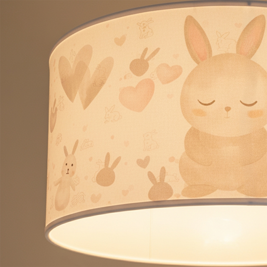 Brilagi - LED børnependel BOBO på ledning, 1xE27/10W/230V, Ø 35 cm, hvid med kaniner