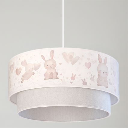 Brilagi - LED børnependel på ledning BOBO 1xE27/10W/230V Ø 40 cm creme/grå/kaniner