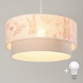 Brilagi - LED børnependel BOBO på ledning 1xE27/60W/230V Ø40 cm creme/grå/kongeblå