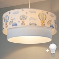 Brilagi - LED-børnependel med kabel BOBO 1xE27/10W/230V Ø 40 cm creme/blå/bamser