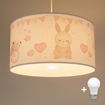 Brilagi - LED børnependel med kabelophæng BOBO 1x E27/60W/230V, Ø 35 cm, hvid med dyremotiv