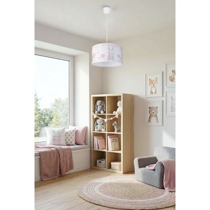 Brilagi - LED børnependel med wire BOBO 1xE27/60W/230V Ø 35 cm hvid/kaniner