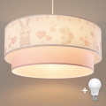 Brilagi- LED børnependel med wire BOBO 1xE27/60W/230V Ø40 cm creme./lyserød./kongeblå.