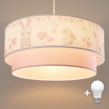 Brilagi- LED børnependel med wire BOBO 1xE27/60W/230V Ø40 cm creme./lyserød./kongeblå.