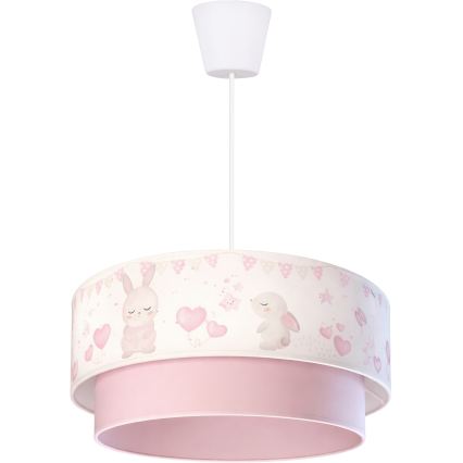 Brilagi - LED børnependel BOBO på wire 1xE27/60W/230V Ø 40 cm creme/lyserød/kaniner