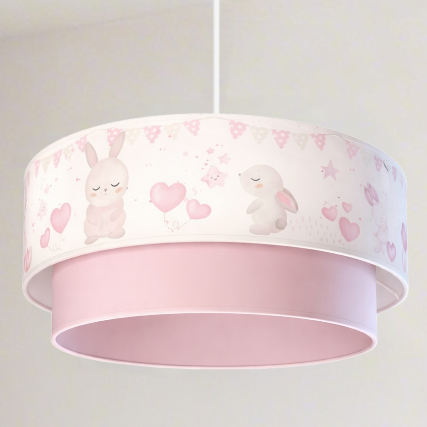 Brilagi - LED børnependel BOBO på wire 1xE27/60W/230V Ø 40 cm creme/lyserød/kaniner
