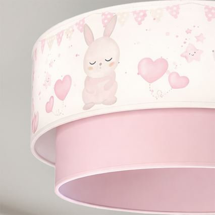 Brilagi - LED børnependel BOBO på wire 1xE27/60W/230V Ø 40 cm creme/lyserød/kaniner