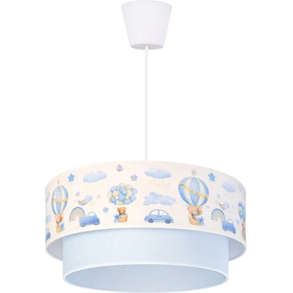 Brilagi-LED Børnependel med wireophæng BOBO 1xE27/60W/230V pr.40 cm creme/blå/bjørn.