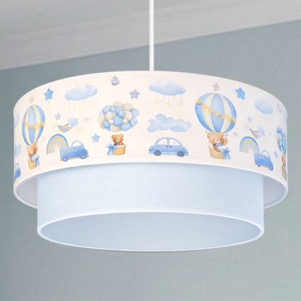 Brilagi-LED Børnependel med wireophæng BOBO 1xE27/60W/230V pr.40 cm creme/blå/bjørn.