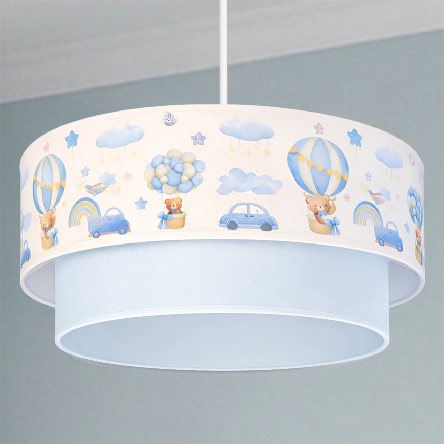 Brilagi-LED Børnependel med wireophæng BOBO 1xE27/60W/230V pr.40 cm creme/blå/bjørn.