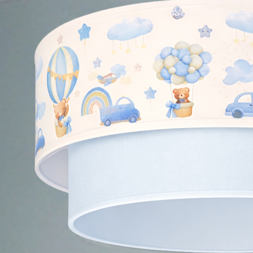 Brilagi-LED Børnependel med wireophæng BOBO 1xE27/60W/230V pr.40 cm creme/blå/bjørn.