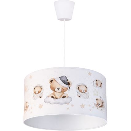 Brilagi - LED børnependel med wireophæng BOBO 1xE27/60W/230V Ø 35 cm hvid/med bamser