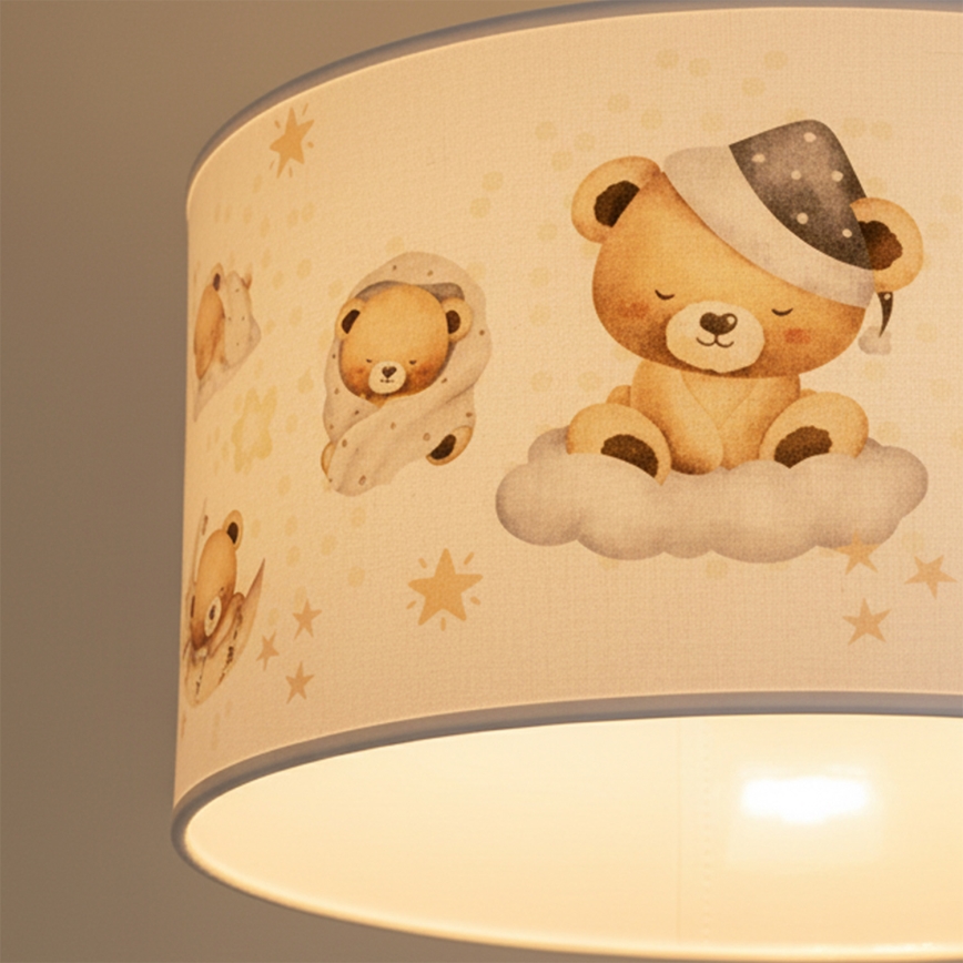 Brilagi - LED børnependel med wireophæng BOBO 1xE27/60W/230V Ø 35 cm hvid/med bamser