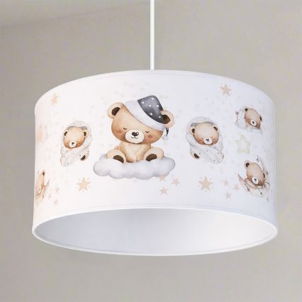 Brilagi - LED børnependel med wireophæng BOBO 1xE27/60W/230V Ø 35 cm hvid/med bamser