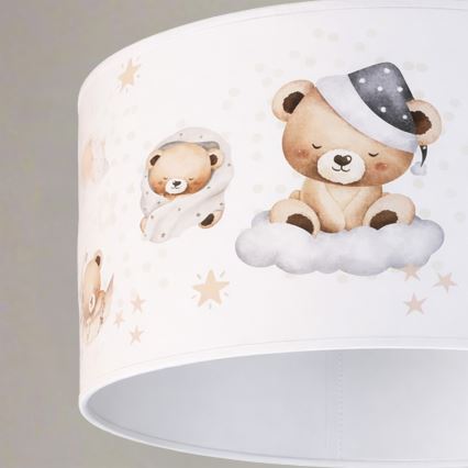 Brilagi - LED børnependel med wireophæng BOBO 1xE27/60W/230V Ø 35 cm hvid/med bamser