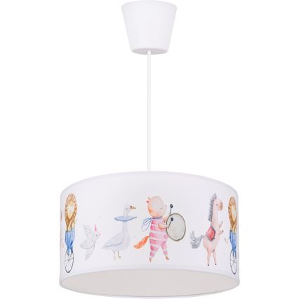 Brilagi - LED børnependel med wireophæng BOBO 1xE27/60W/230V Ø 35 cm hvid/med dyremotiv