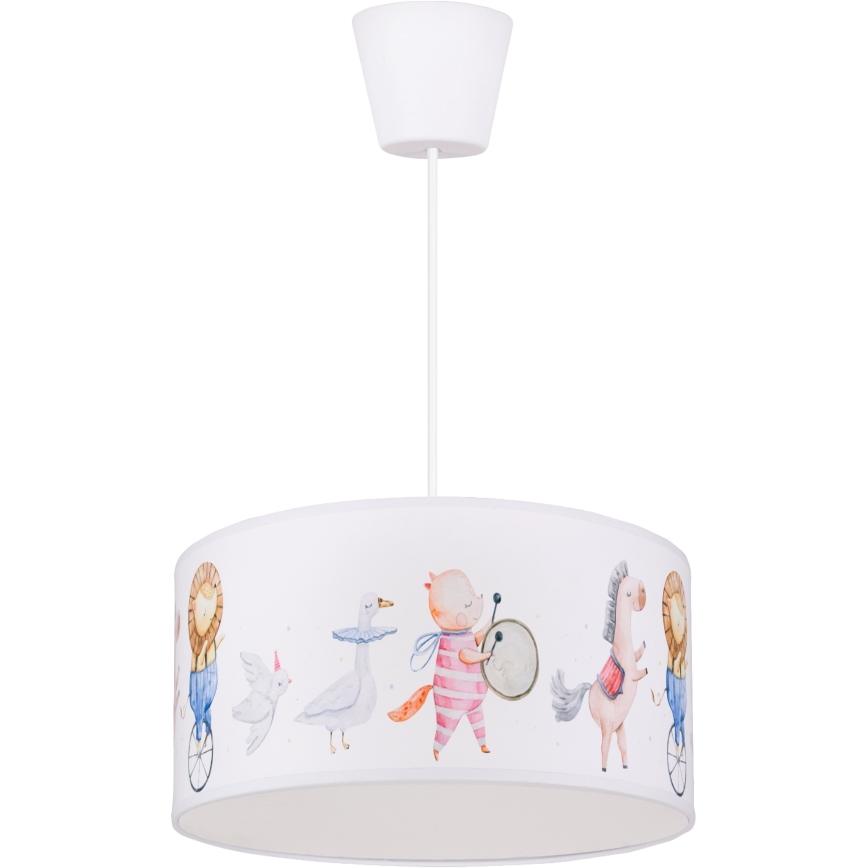 Brilagi - LED børnependel med wireophæng BOBO 1xE27/60W/230V Ø 35 cm hvid/med dyremotiv