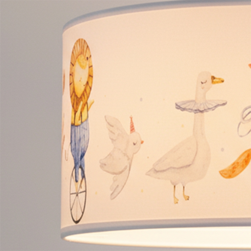 Brilagi - LED børnependel med wireophæng BOBO 1xE27/60W/230V Ø 35 cm hvid/med dyremotiv