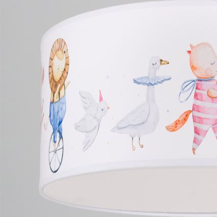 Brilagi - LED børnependel med wireophæng BOBO 1xE27/60W/230V Ø 35 cm hvid/med dyremotiv