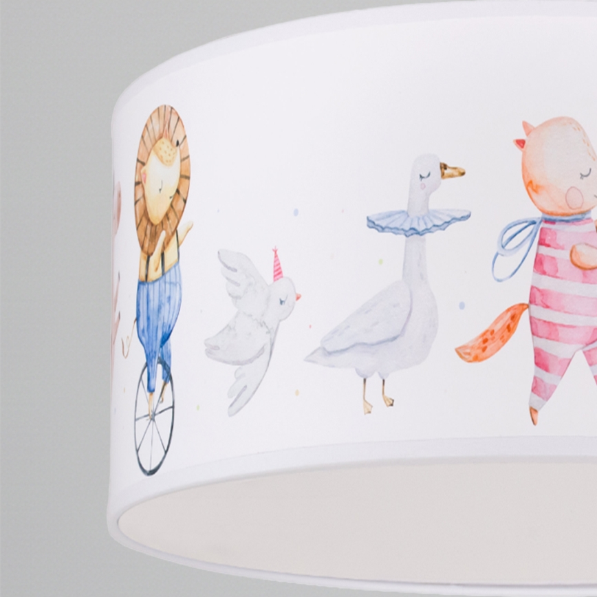 Brilagi - LED børnependel med wireophæng BOBO 1xE27/60W/230V Ø 35 cm hvid/med dyremotiv