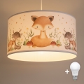 Brilagi - LED børnependel på kabel BOBO 1xE27/10W/230V Ø 35 cm hvid/med dyremotiv