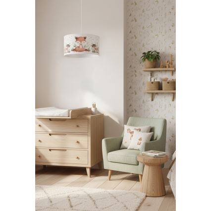 Brilagi - LED børnependel på kabel BOBO 1xE27/10W/230V Ø 35 cm hvid/med dyremotiv