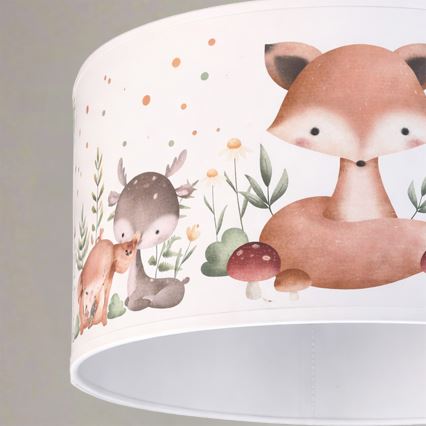 Brilagi - LED børnependel på kabel BOBO 1xE27/10W/230V Ø 35 cm hvid/med dyremotiv