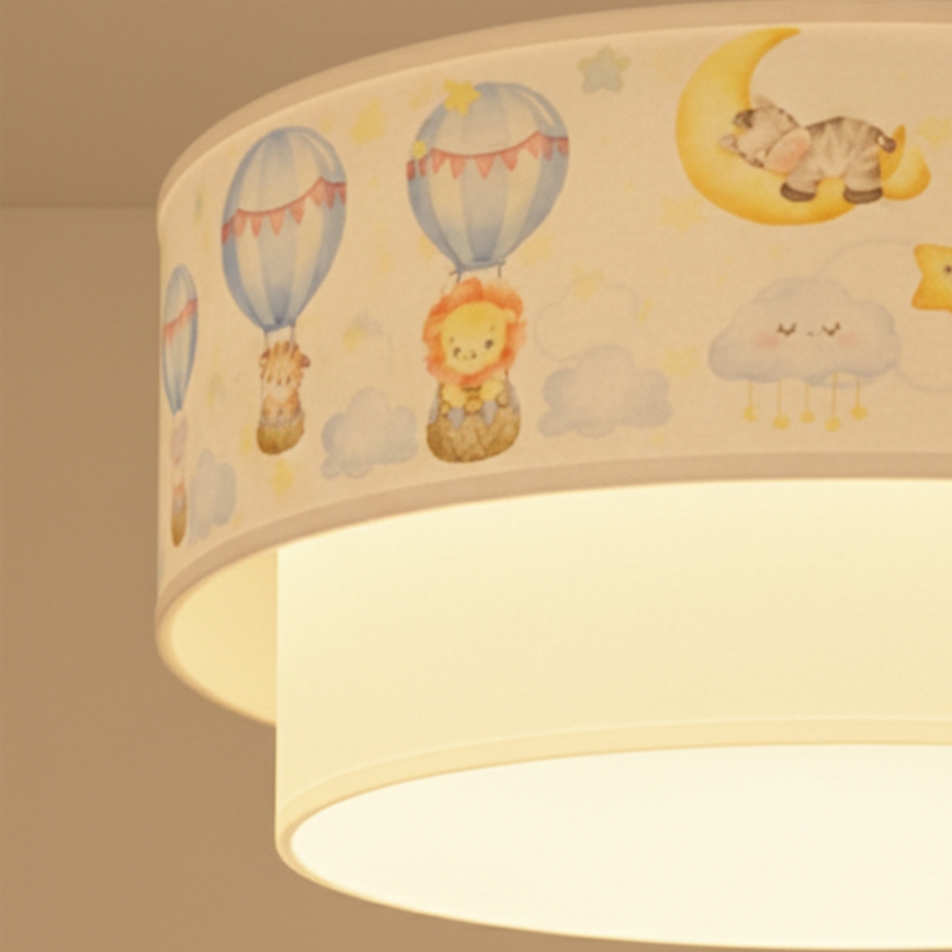 Brilagi - LED børnependel på ledning BOBO 1xE27/10W/230V diam. 40 cm hvid/beige/med dyremotiv