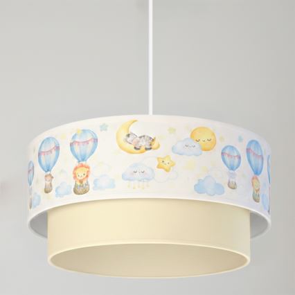 Brilagi - LED børnependel på ledning BOBO 1xE27/10W/230V diam. 40 cm hvid/beige/med dyremotiv