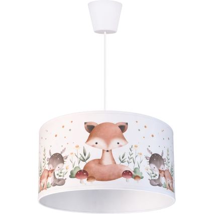 Brilagi - LED børnependel på kabel BOBO 1xE27/60W/230V Ø 35 cm hvid/med dyremotiv