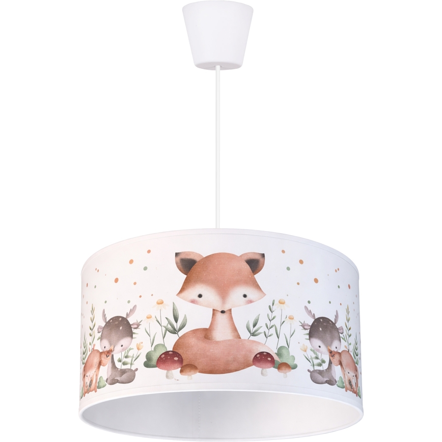 Brilagi - LED børnependel på kabel BOBO 1xE27/60W/230V Ø 35 cm hvid/med dyremotiv
