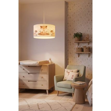 Brilagi - LED børnependel på kabel BOBO 1xE27/60W/230V Ø 35 cm hvid/med dyremotiv