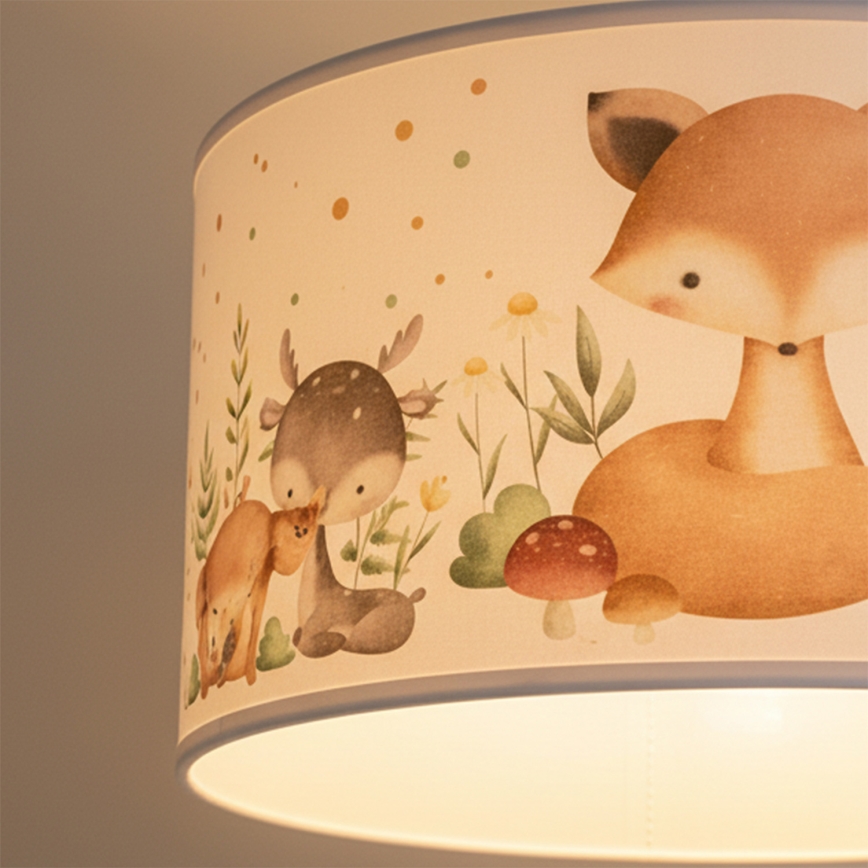 Brilagi - LED børnependel på kabel BOBO 1xE27/60W/230V Ø 35 cm hvid/med dyremotiv