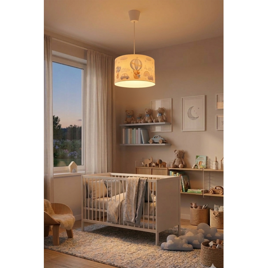 Brilagi - LED børnependel på ledning BOBO 1xE27/10W/230V Ø 35 cm blå/bamser