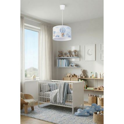 Brilagi - LED børnependel på ledning BOBO 1xE27/10W/230V Ø 35 cm blå/bamser