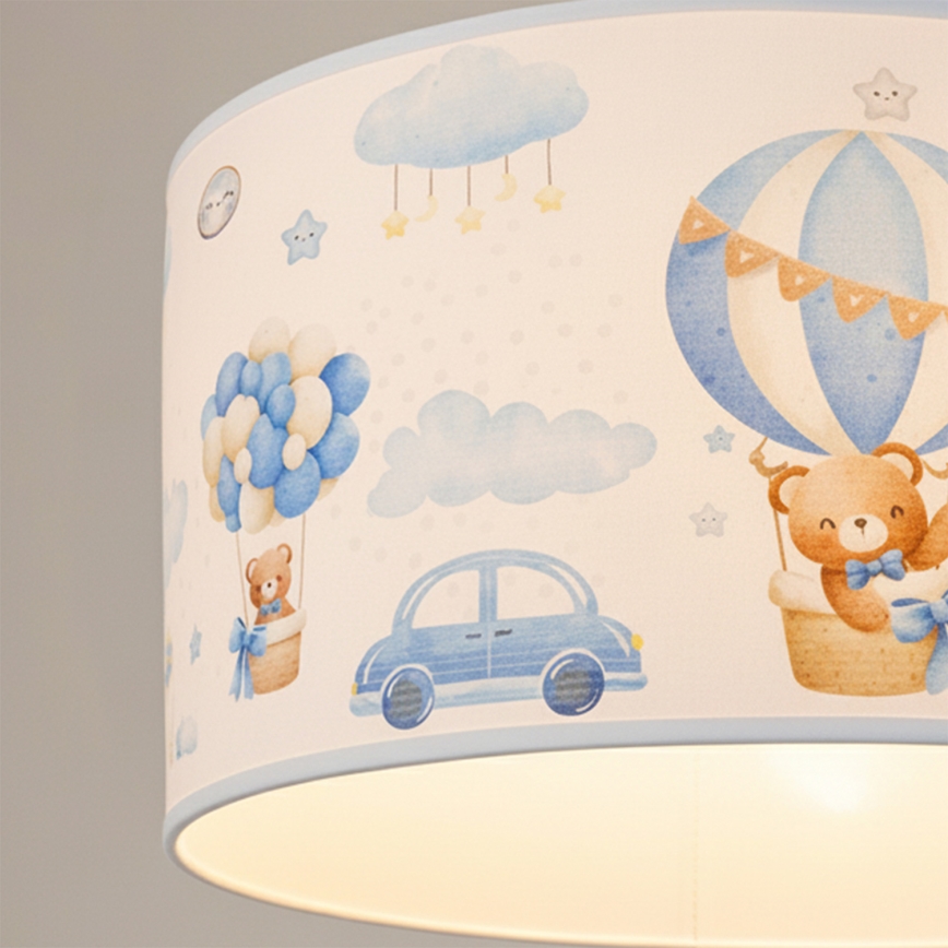 Brilagi - LED børnependel på ledning BOBO 1xE27/10W/230V Ø 35 cm blå/bamser