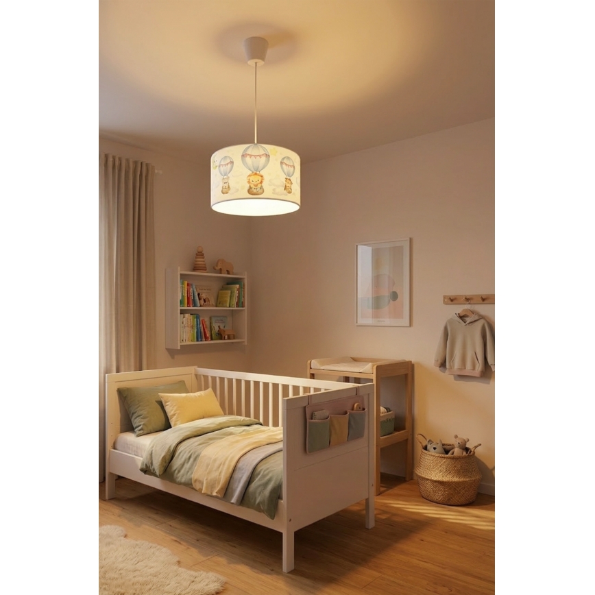 Brilagi - LED børnependel på ledning BOBO 1xE27/10W/230V Ø 35 cm hvid/dyremotiv
