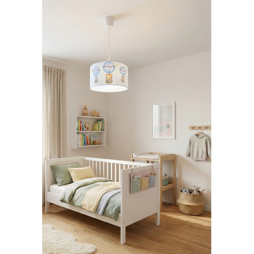 Brilagi - LED børnependel på ledning BOBO 1xE27/10W/230V Ø 35 cm hvid/dyremotiv