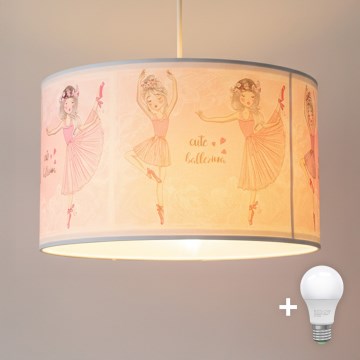 Brilagi - LED børnependel på ledning BOBO 1xE27/10W/230V Ø 35 cm lyserød/balletsko