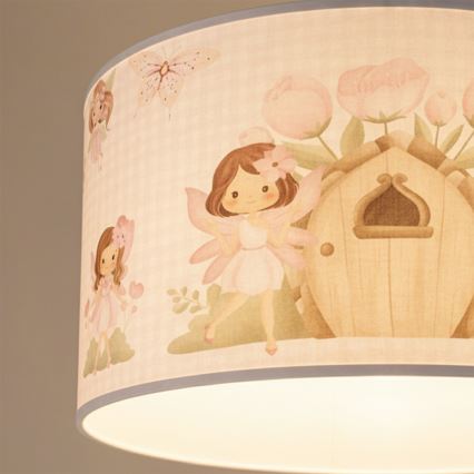 Brilagi - LED børnependel på ledning BOBO 1xE27/10W/230V Ø 35 cm rosa/feer
