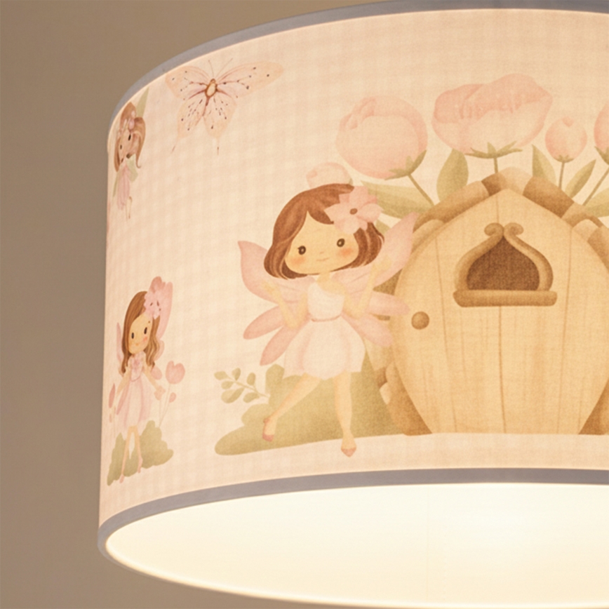 Brilagi - LED børnependel på ledning BOBO 1xE27/10W/230V Ø 35 cm rosa/feer
